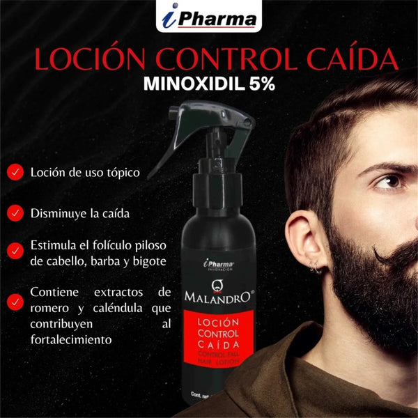 Loción Control Caida Malandro Base De Minoxidil 99 ml iPharma