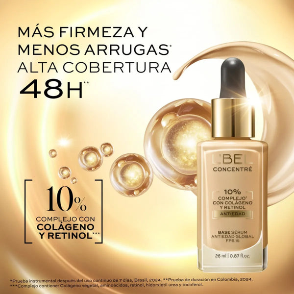Base Serum Antiedad Global FPS15 10% Complejo con Colageno y Retinol Lbel