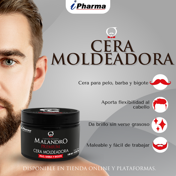 Cera Modeladora para Pelo, Barba y Bigote Malandro iPharma