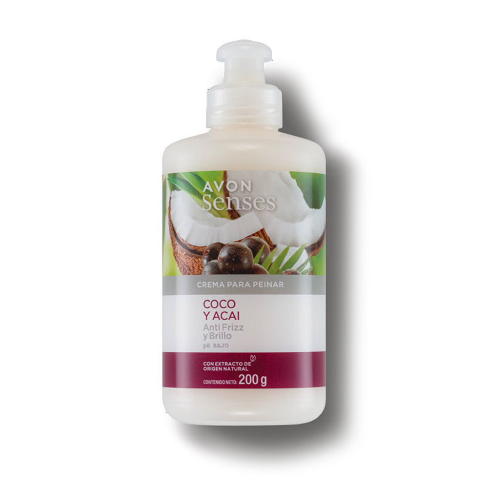 Crema para Peinar Coco y Acai Anti Frizz y Brillo Avon